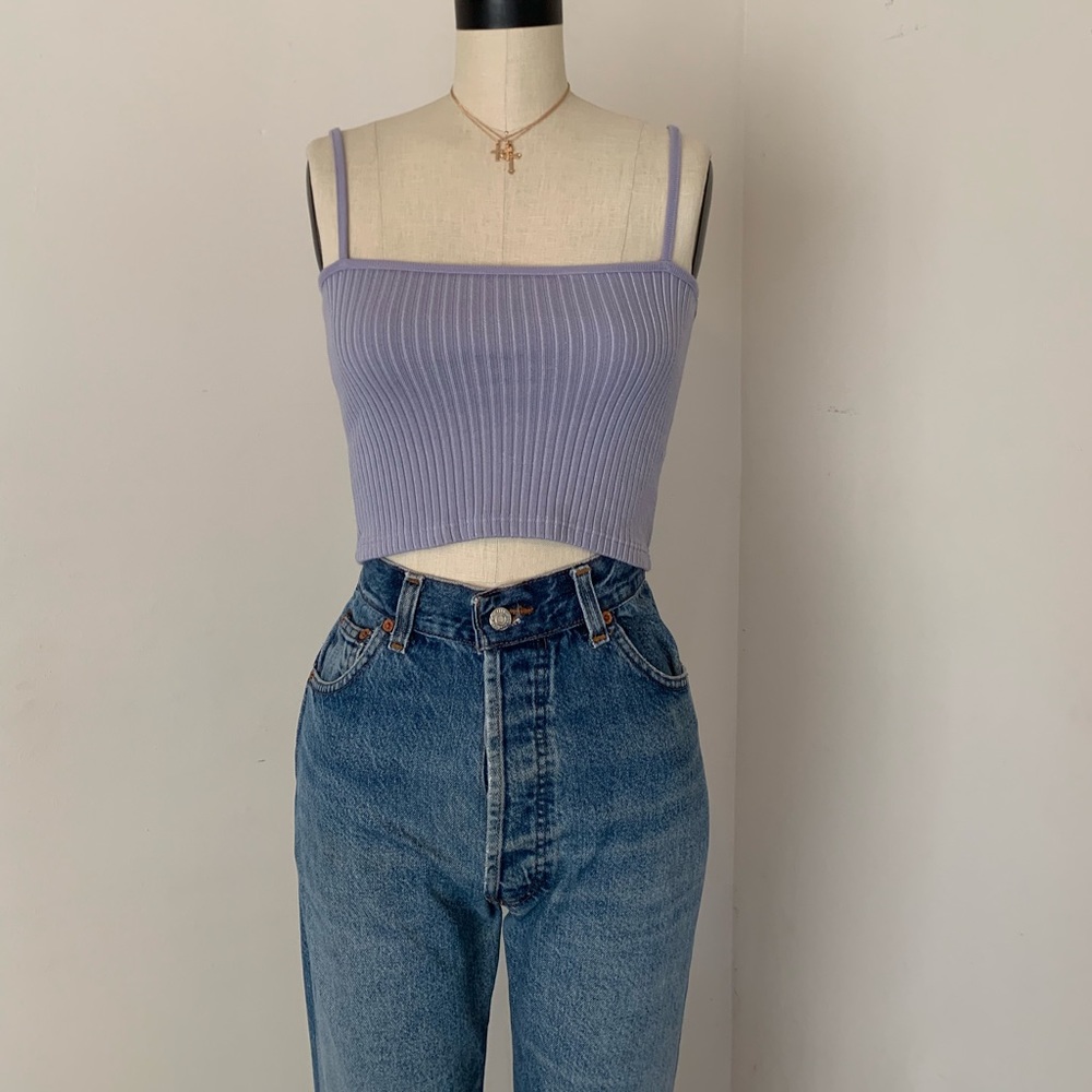Brandy Melville blue ribbed tank top NWT sz s - Picture 1 of 3